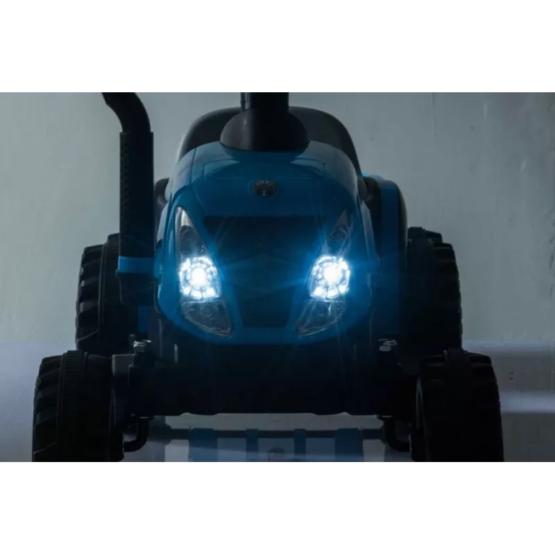 LEAN CARS tractor eléctrico con remolque A009 azul - vehículo 12V, 2x35W, mando a distancia