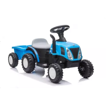 LEAN CARS tractor eléctrico con remolque A009 azul - vehículo 12V, 2x35W, mando a distancia