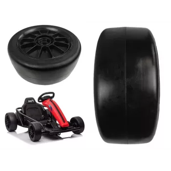 LEAN CARS Rueda delantera para kart SX1968 - neumático de espuma EVA de 220 mm, llanta de ABS, negra