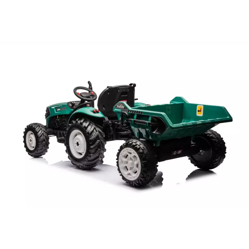 LEAN CARS HC-306 tractor a batería con remolque verde oscuro 24V