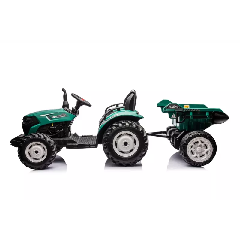 LEAN CARS HC-306 tractor a batería con remolque verde oscuro 24V