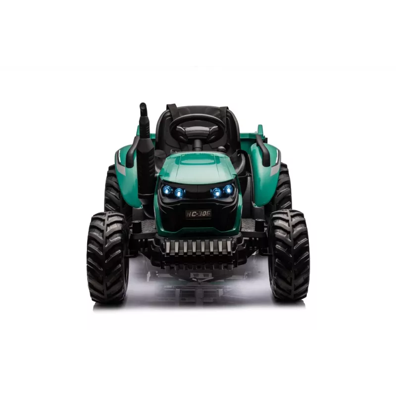 LEAN CARS HC-306 tractor a batería con remolque verde oscuro 24V