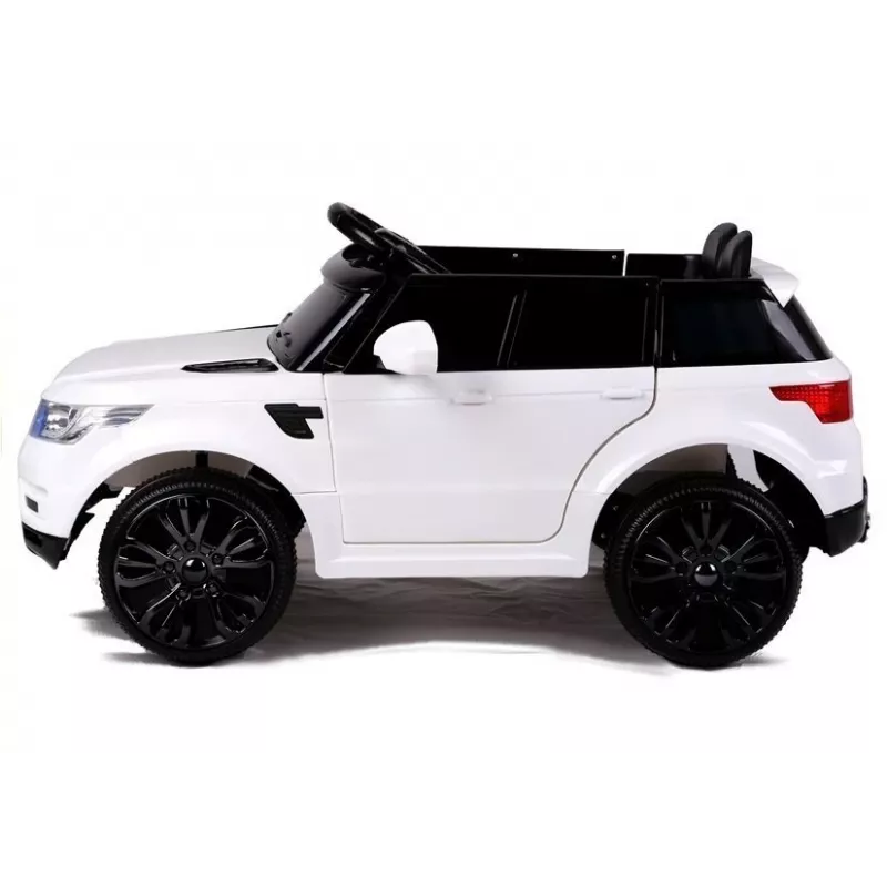 LEAN CARS HL1638 coche eléctrico para niños - blanco, batería 12V, mando a distancia para padres, MP3, luces LED, ruedas EVA
