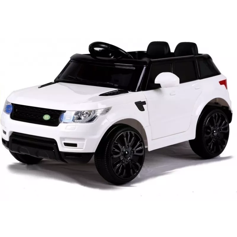 LEAN CARS HL1638 coche eléctrico para niños - blanco, batería 12V, mando a distancia para padres, MP3, luces LED, ruedas EVA
