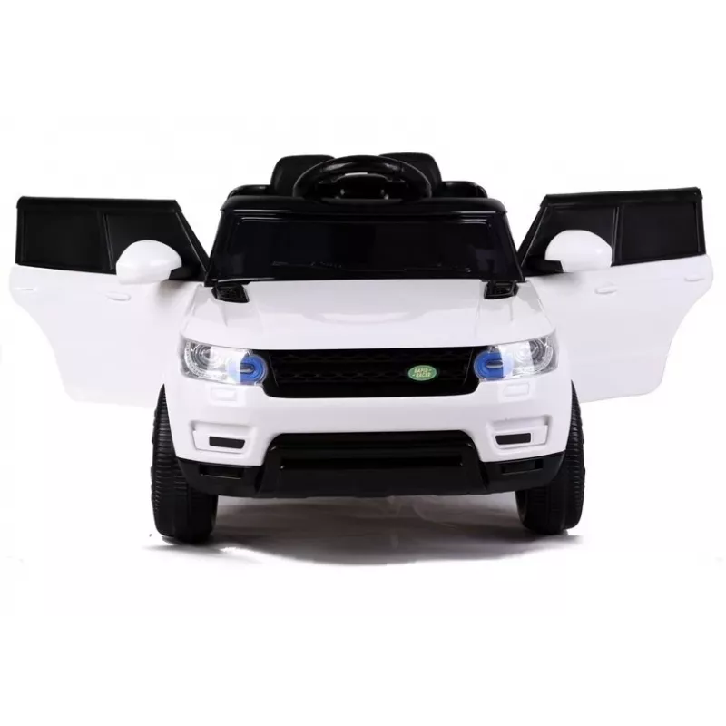 LEAN CARS HL1638 coche eléctrico para niños - blanco, batería 12V, mando a distancia para padres, MP3, luces LED, ruedas EVA