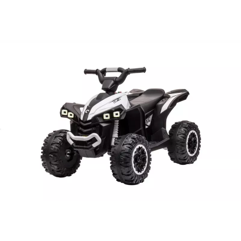 LEAN CARS HL568 Quad eléctrico blanco para niños – 12V 2x35W, ruedas EVA, luces LED, MP3/USB/AUX (Modelo 13558)