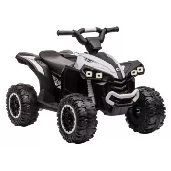 LEAN CARS HL568 Quad eléctrico blanco para niños – 12V 2x35W, ruedas EVA, luces LED, MP3/USB/AUX (Modelo 13558)