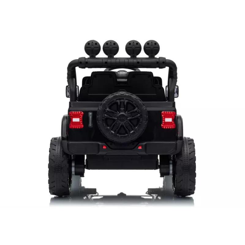 LEAN CARS Jeep Rubicon DK-JWR558 Coche infantil eléctrico con batería de 24V para niños, Negro