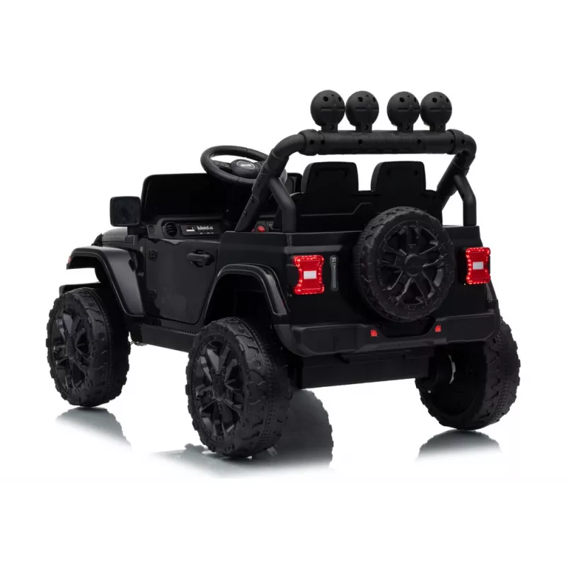 LEAN CARS Jeep Rubicon DK-JWR558 Coche infantil eléctrico con batería de 24V para niños, Negro