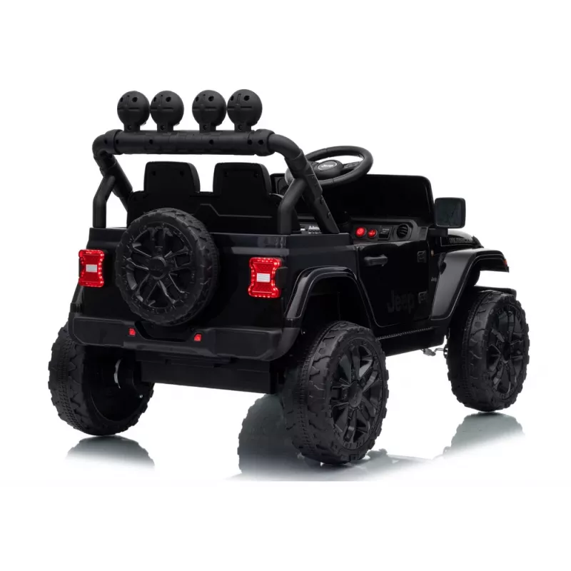 LEAN CARS Jeep Rubicon DK-JWR558 Coche infantil eléctrico con batería de 24V para niños, Negro