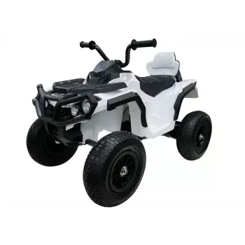 LEAN CARS Quad BDM0906 vehículo eléctrico infantil con neumáticos de aire, luces LED, MP3, blanco