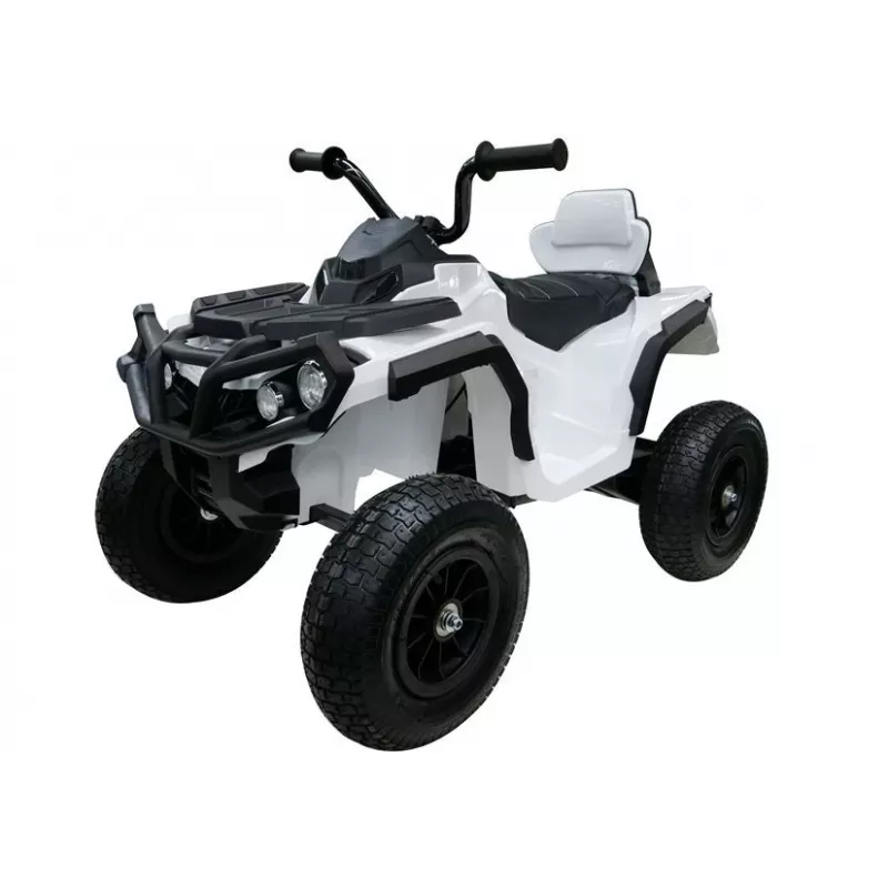 LEAN CARS Quad BDM0906 vehículo eléctrico infantil con neumáticos de aire, luces LED, MP3, blanco