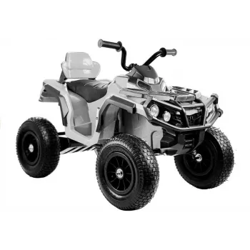 LEAN CARS Quad BDM0906 vehículo eléctrico infantil con neumáticos de aire, luces LED, MP3, blanco