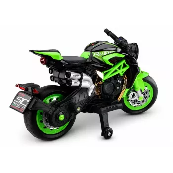 Moto a batería LEAN CARS XW-07 con ruedas LED iluminadas verde