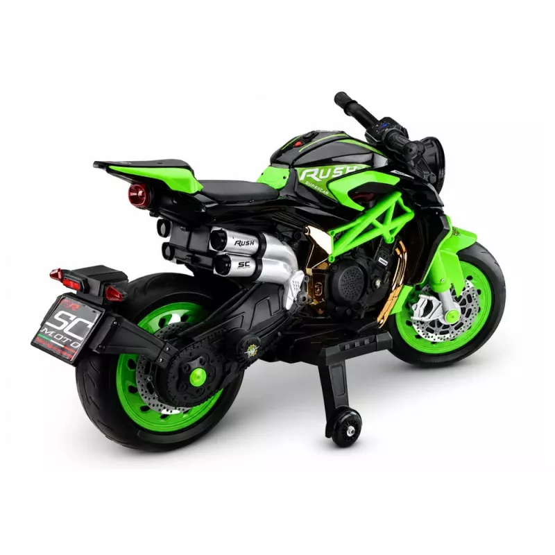 Moto a batería LEAN CARS XW-07 con ruedas LED iluminadas verde