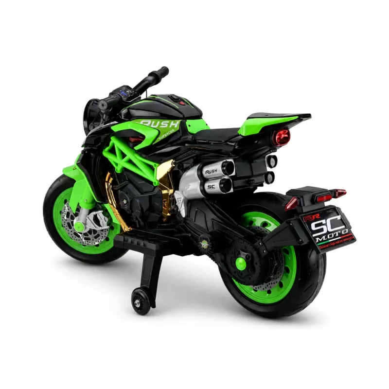 Moto a batería LEAN CARS XW-07 con ruedas LED iluminadas verde