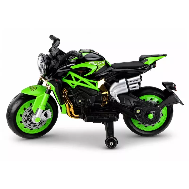 Moto a batería LEAN CARS XW-07 con ruedas LED iluminadas verde