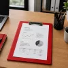 LEAN Portapapeles con pinza metálica para escribir A4 rojo