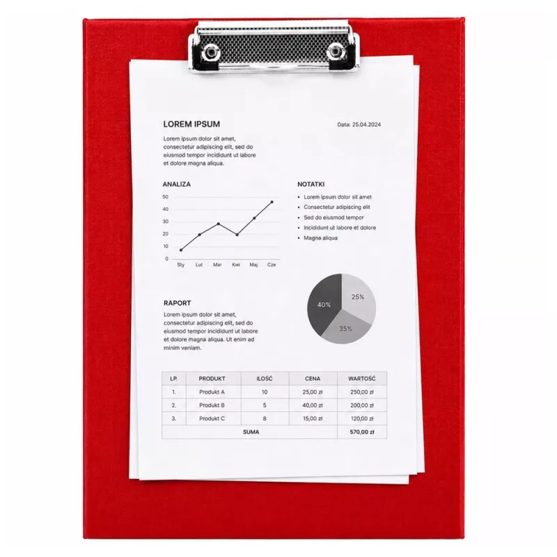 LEAN Portapapeles con pinza metálica para escribir A4 rojo