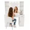 LEAN tocador de maquillaje con espejo LED, cajones y armario, blanco, 141x114x39 cm