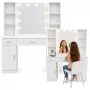 LEAN tocador de maquillaje con espejo LED, cajones y armario, blanco, 141x114x39 cm