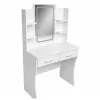 LEAN tocador de maquillaje con espejo LED, estantes, cajones, blanco 140x80x40 cm