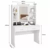 LEAN tocador de maquillaje con espejo LED, estantes, cajones, blanco 140x80x40 cm