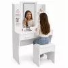 LEAN tocador de maquillaje con espejo LED, estantes, cajones, blanco 140x80x40 cm