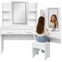 LEAN tocador de maquillaje con espejo LED, estantes, cajones, blanco 140x80x40 cm