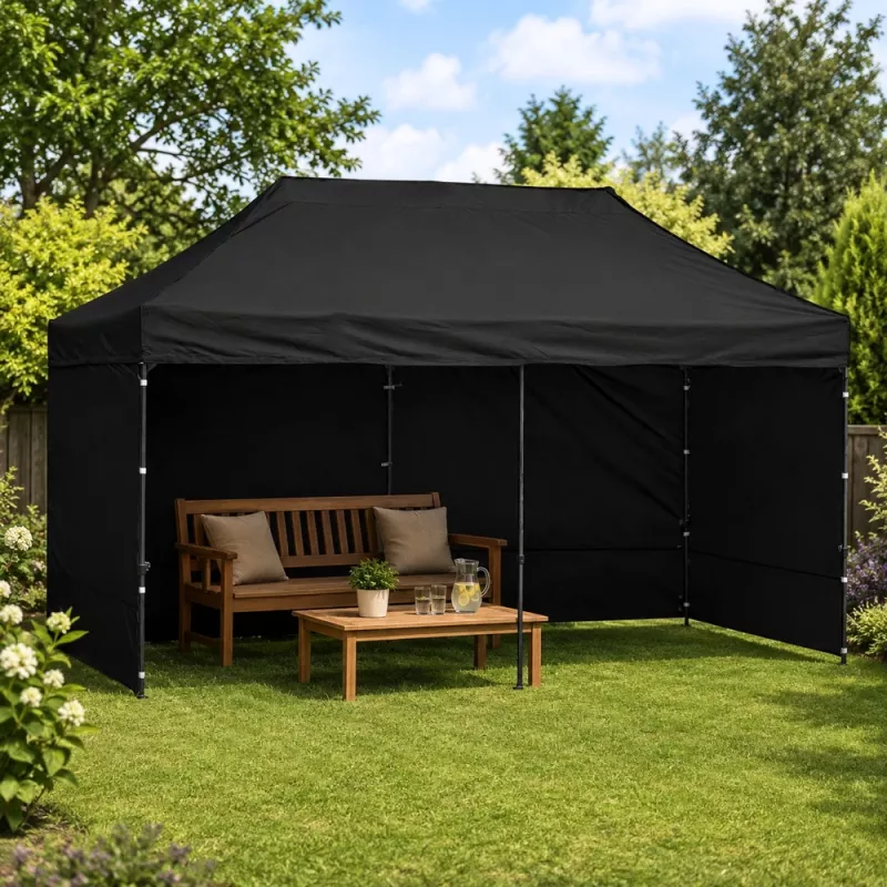 LEAN Express Carpa de jardín Catering Pabellón comercial Negro 3x6 M