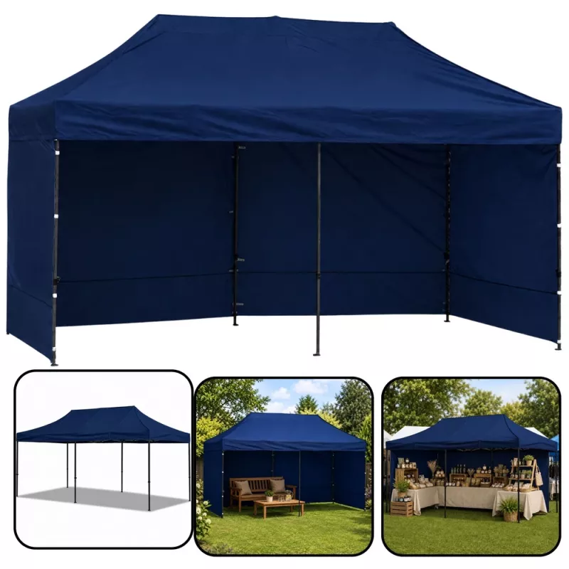 LEAN Express Carpa de jardín Catering Pabellón comercial Azul marino 3x6 M