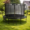 LEAN Trampolín de jardín con red interior negro y verde 366CM 12FT