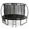 LEAN Trampolín de jardín con red interior negro y verde 487CM 16FT