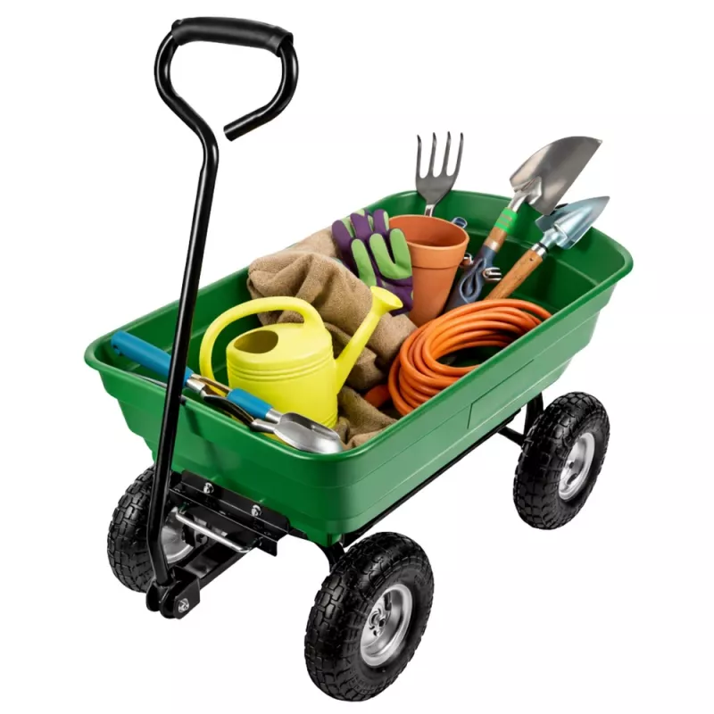 LEAN Carro de transporte de jardín con caja basculante extraíble verde 120 kg