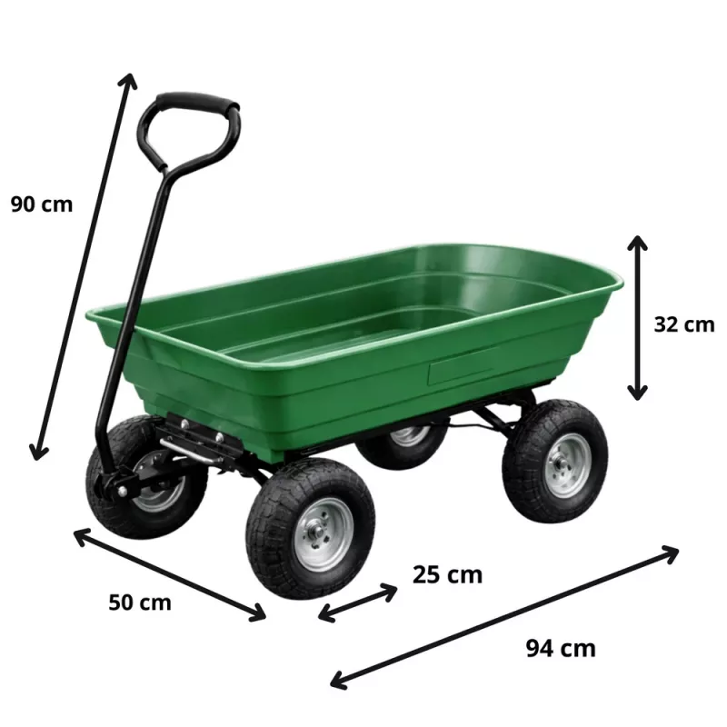LEAN Carro de transporte de jardín con caja basculante extraíble verde 120 kg