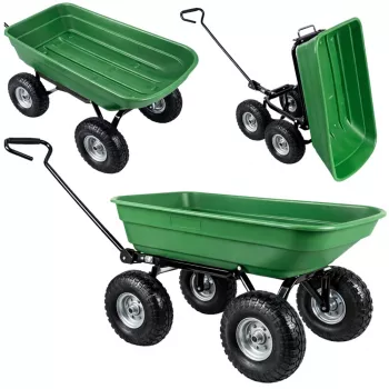 LEAN Carro de transporte de jardín con caja basculante extraíble verde 120 kg