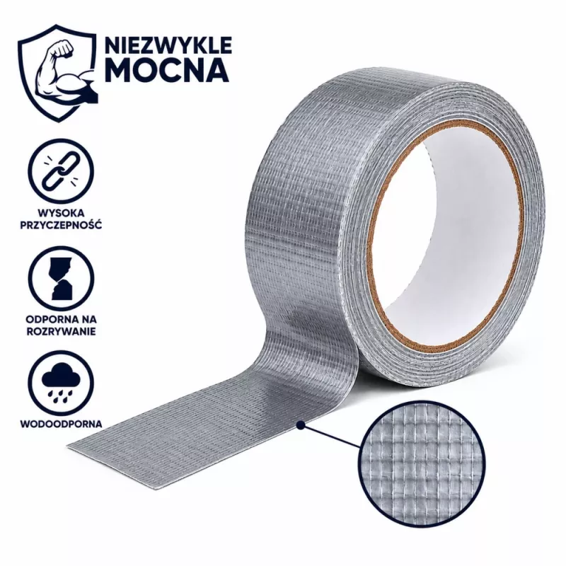LEAN Gray Cinta de reparación reforzada fuerte plateada 48mm x 15m
