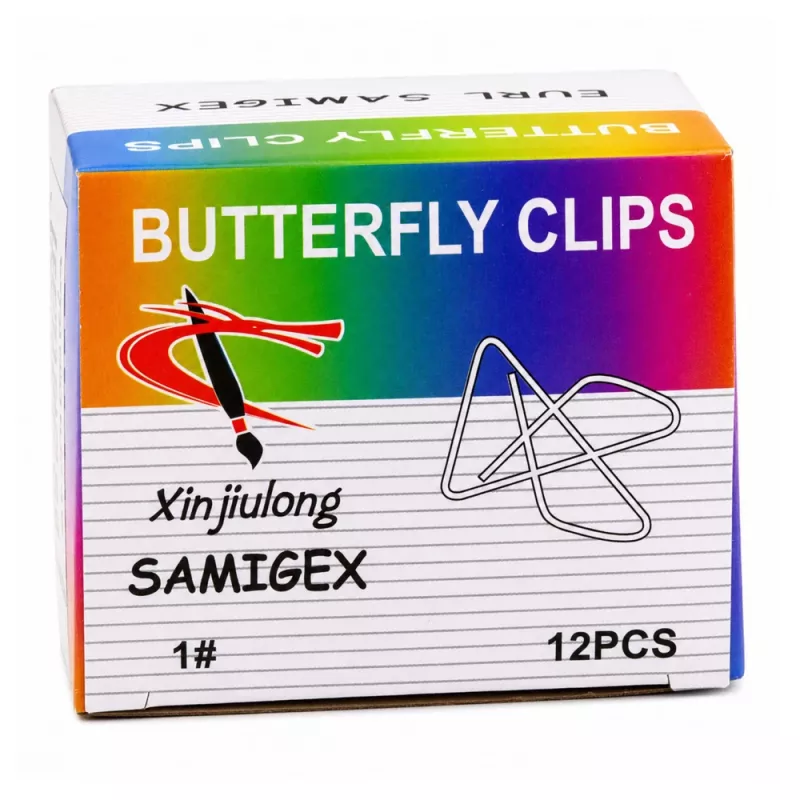 LEAN Pinzas metálicas de mariposa para documentos de oficina 64 mm 12 unidades