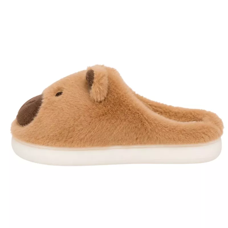 LEAN Zapatillas de Casa de Peluche Capibara con Orejas Cálidas Suaves Beige Talla 34-35