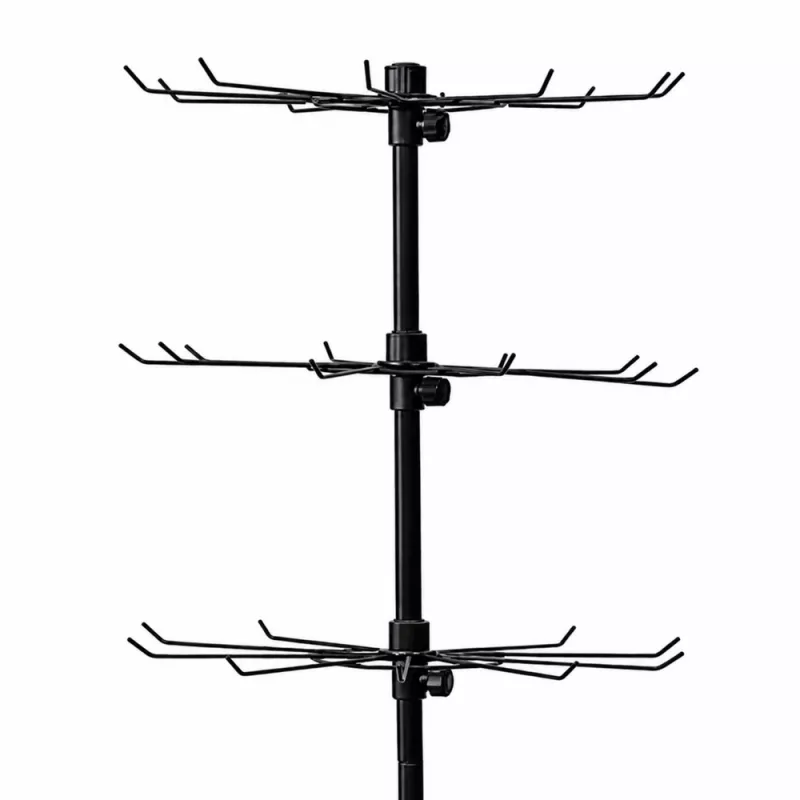 LEAN Expositor giratorio con 4 niveles sobre ruedas, Negro, 40x150 cm, giro 360°