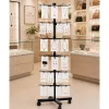 LEAN Expositor giratorio colgante de 6 niveles con ruedas negro 40x150cm