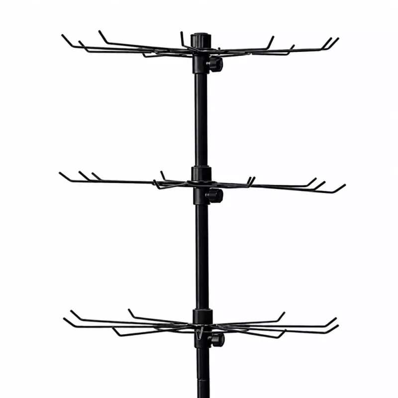 LEAN Expositor giratorio 5 niveles con ruedas negro 40x150cm, giro 360°, acero con recubrimiento en polvo