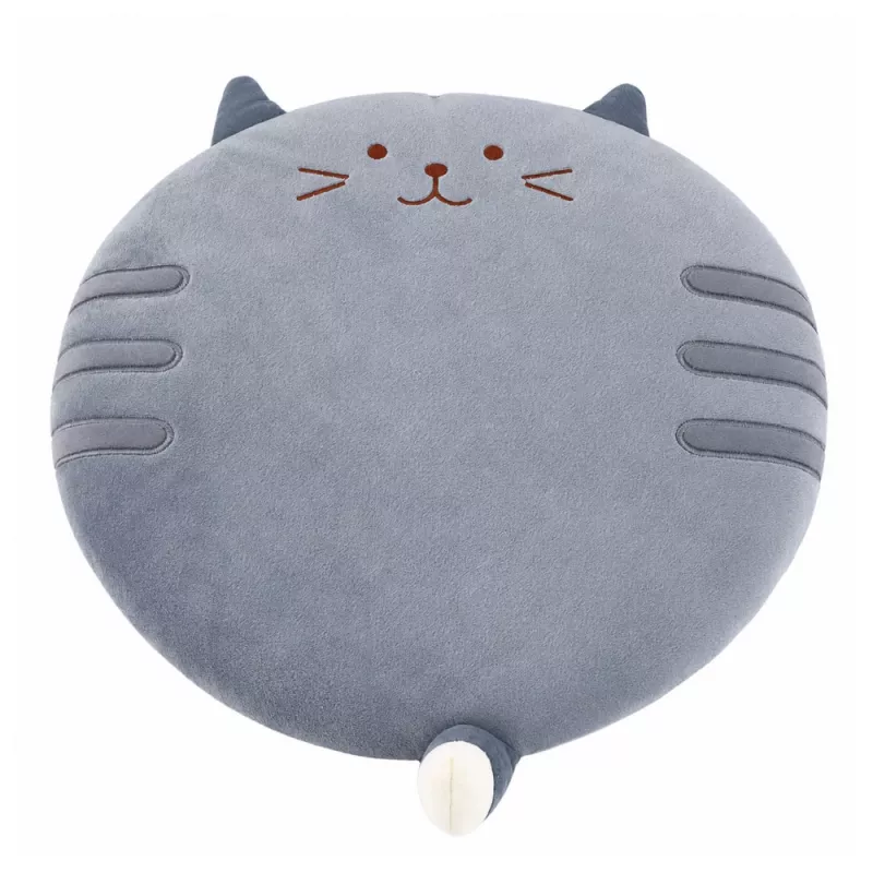 LEAN Cojín redondo de peluche para silla gato gris asiento suave 40 cm