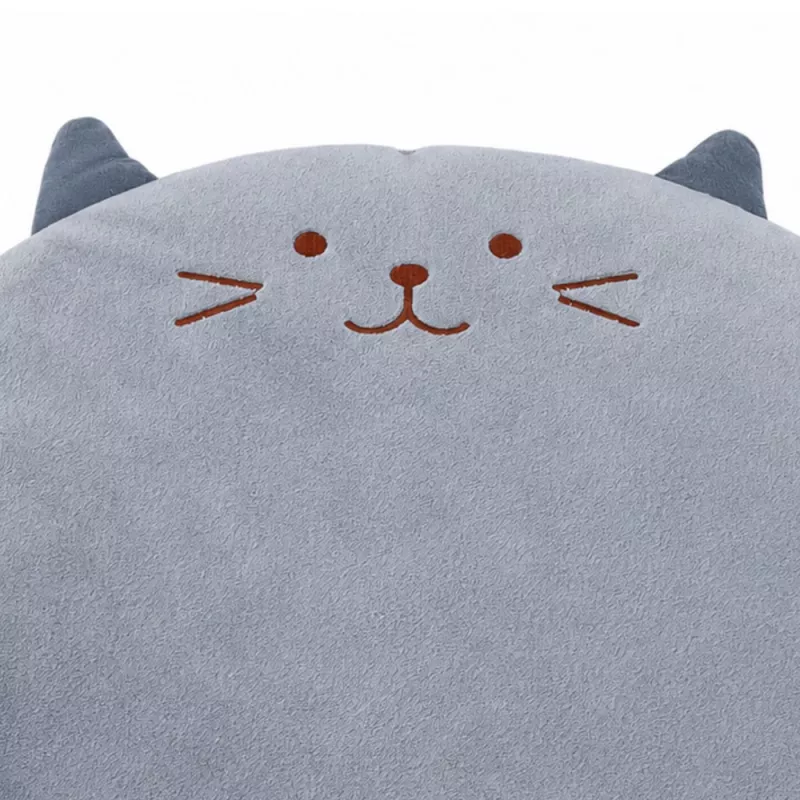 LEAN Cojín redondo de peluche para silla gato gris asiento suave 40 cm