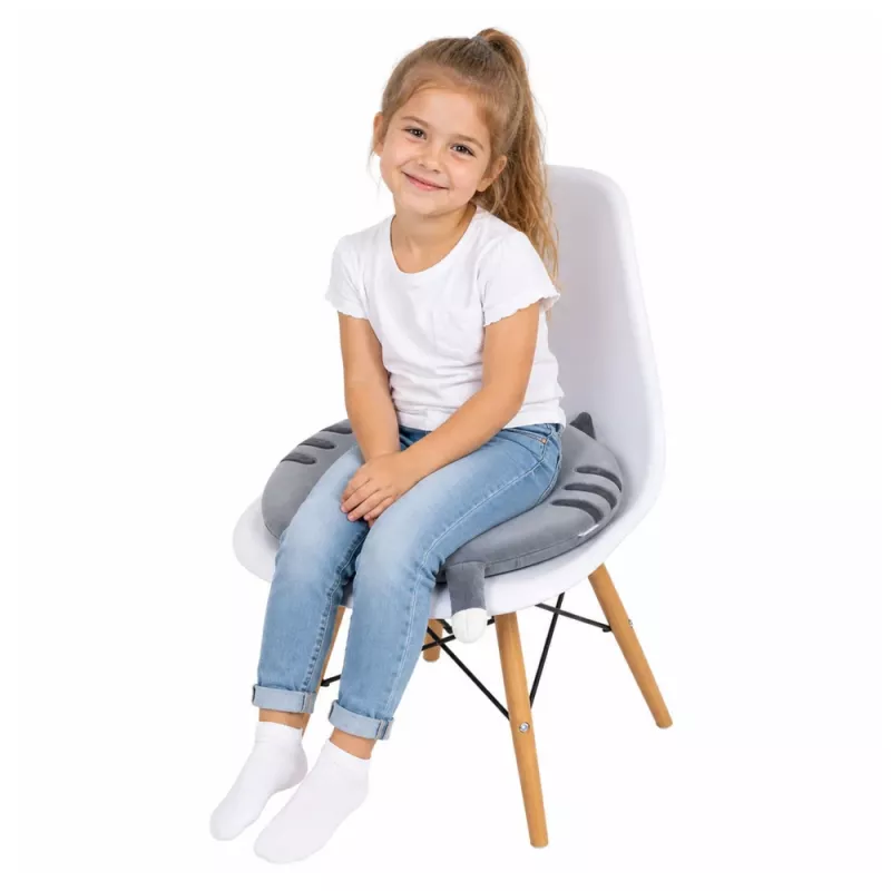 LEAN Cojín redondo de peluche para silla gato gris asiento suave 40 cm