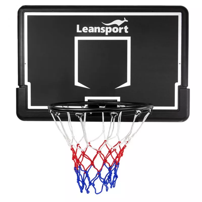 Canasta de baloncesto con tablero LEAN SPORT 30566 - tablero de policarbonato de 90 cm, montaje en pared, negro/rojo