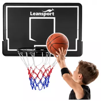 Canasta de baloncesto con tablero LEAN SPORT 30566 - tablero de policarbonato de 90 cm, montaje en pared, negro/rojo