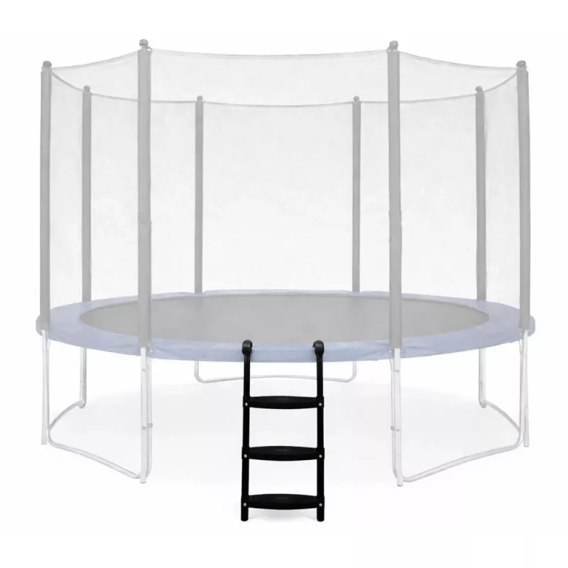 LEAN SPORT BEST escalera de trampolín de 97 cm – 2 peldaños, antideslizante, acero, compatible universalmente, negro