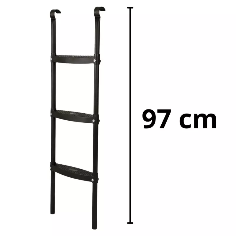 LEAN SPORT BEST escalera de trampolín de 97 cm – 2 peldaños, antideslizante, acero, compatible universalmente, negro
