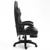 LEAN Silla de oficina y gaming giratoria con reposapiés y cojines, Negro
